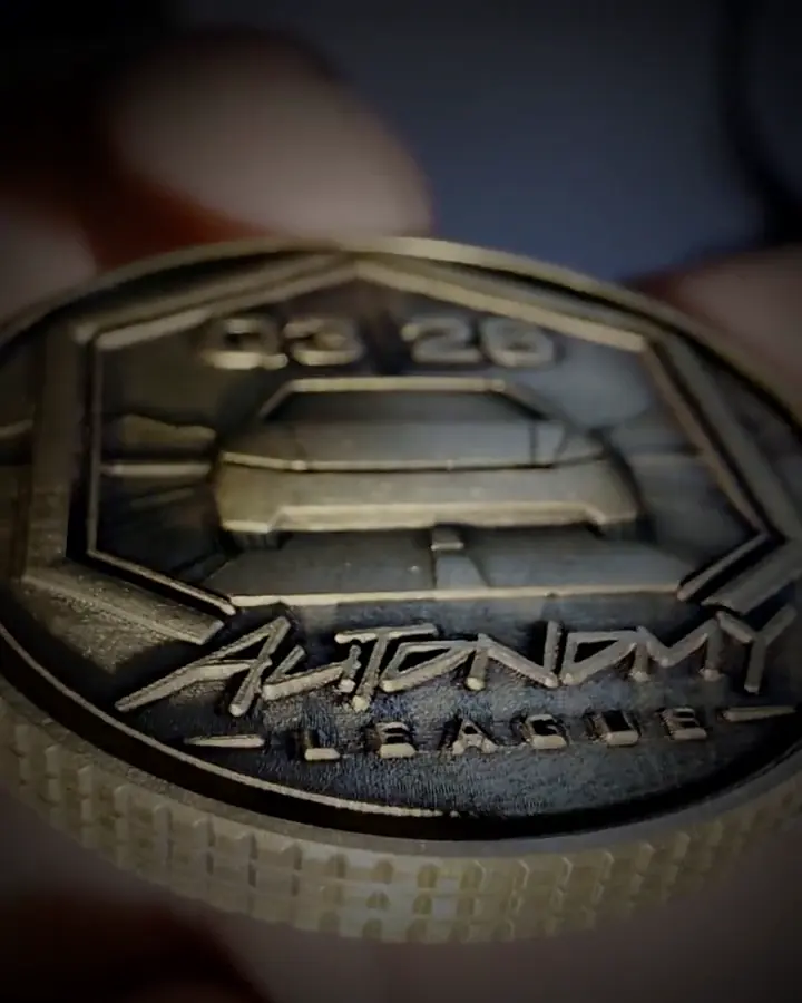 Coin at an angle showing engraving depth
